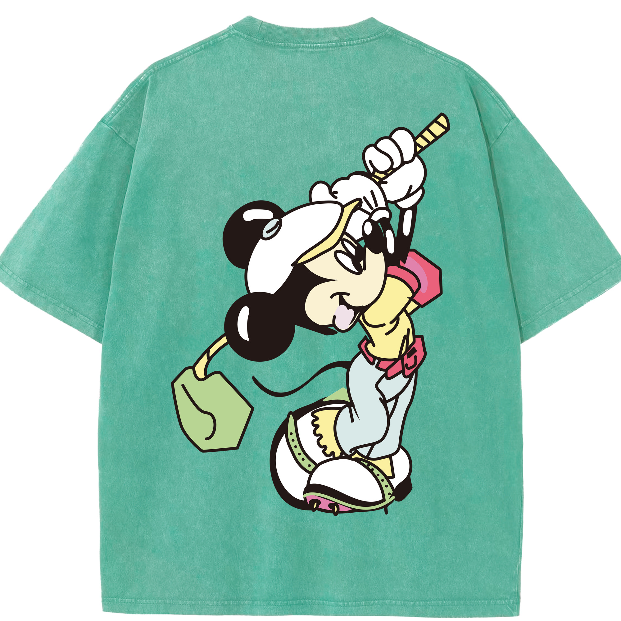 （画像用） ミッキーマウス Mickey Mouse 綿100% ヴィンテージ風 半袖Tシャツ（背面プリント）